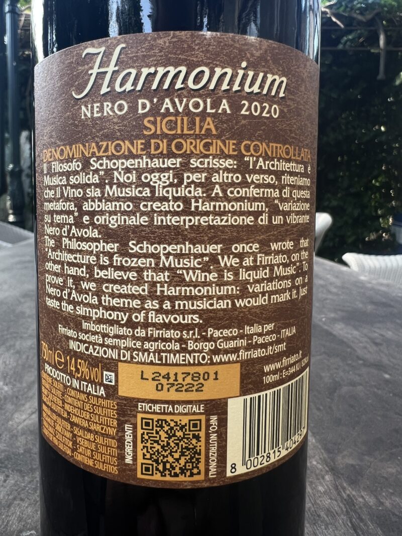 Firriato Harmonium Nero d'Avola Terre Siciliane IGT - Image 2