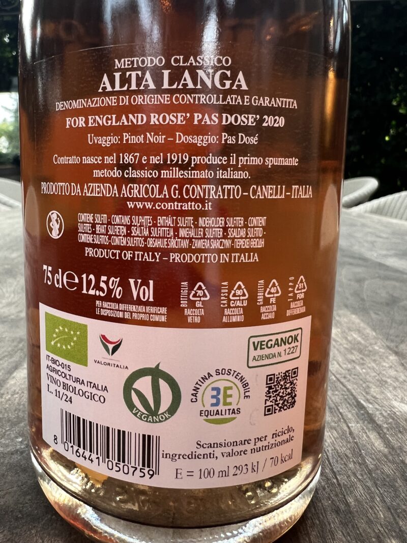Contratto For England Pas Dose Brut Rose Alta Langa DOCG - Afbeelding 2