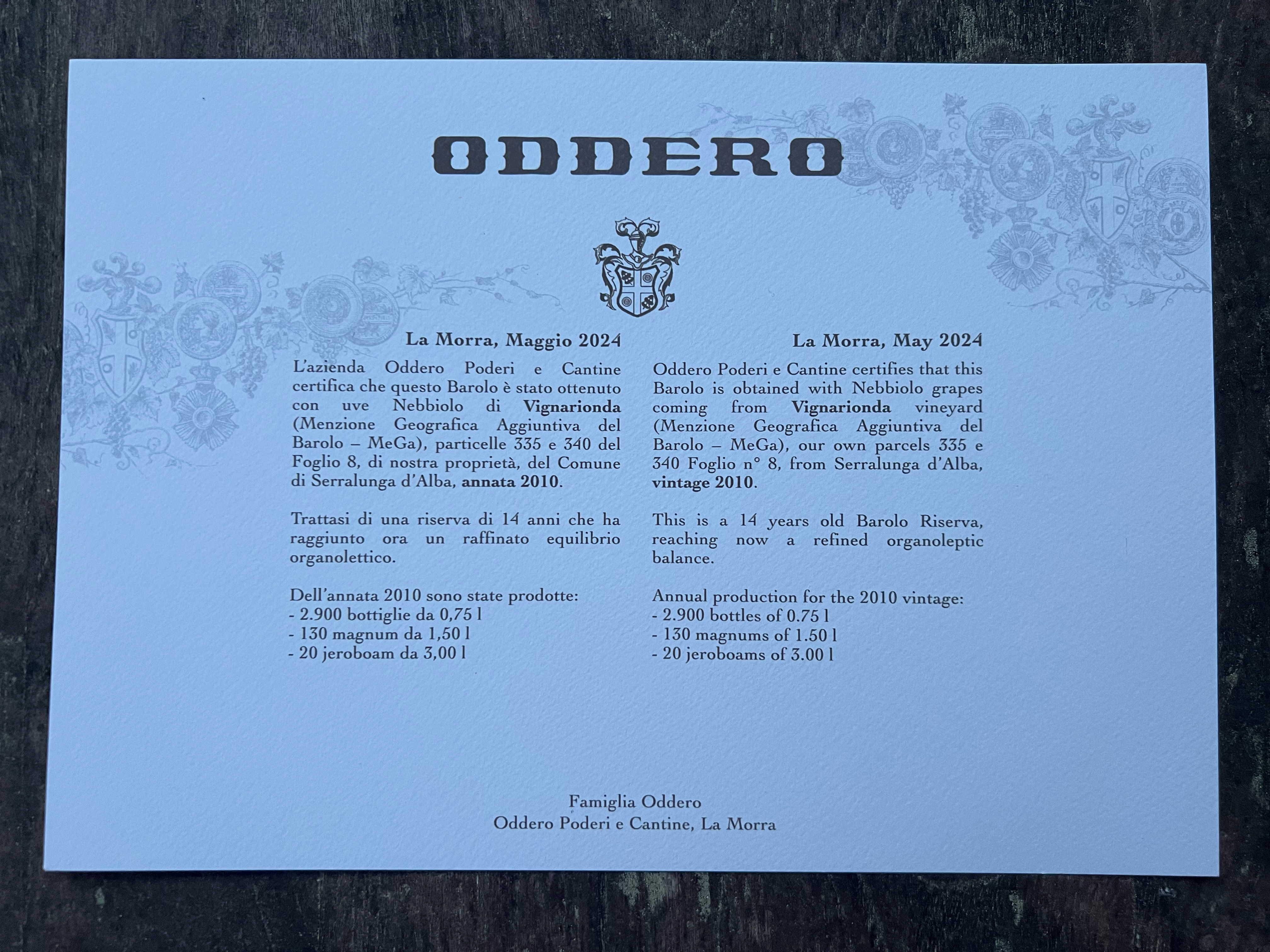 Poderi Oddero Barolo Riserva Vigna Rionda DOCG - Image 3